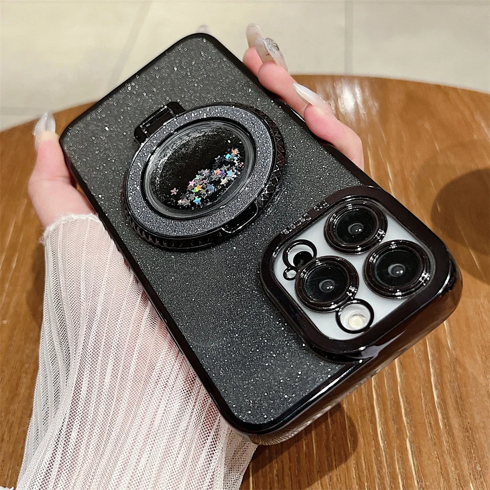 Bling Glitter Magnetic Phone Case For Iphone With Magsafe Holder_voghion.com