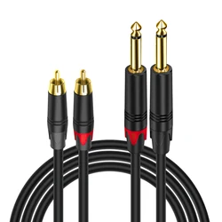 Premium 6.35mm to RCA Dual Audio Cable with TS Mono Jack Adapter for Superior Sound Quality (2 TO 2)