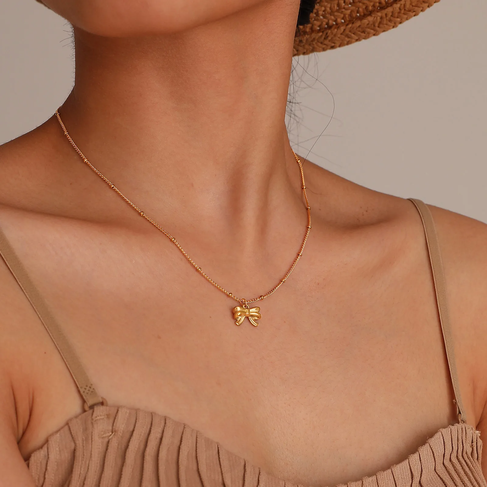 Collana con Fiocco Piccolo e Carino in Acciaio Inossidabile