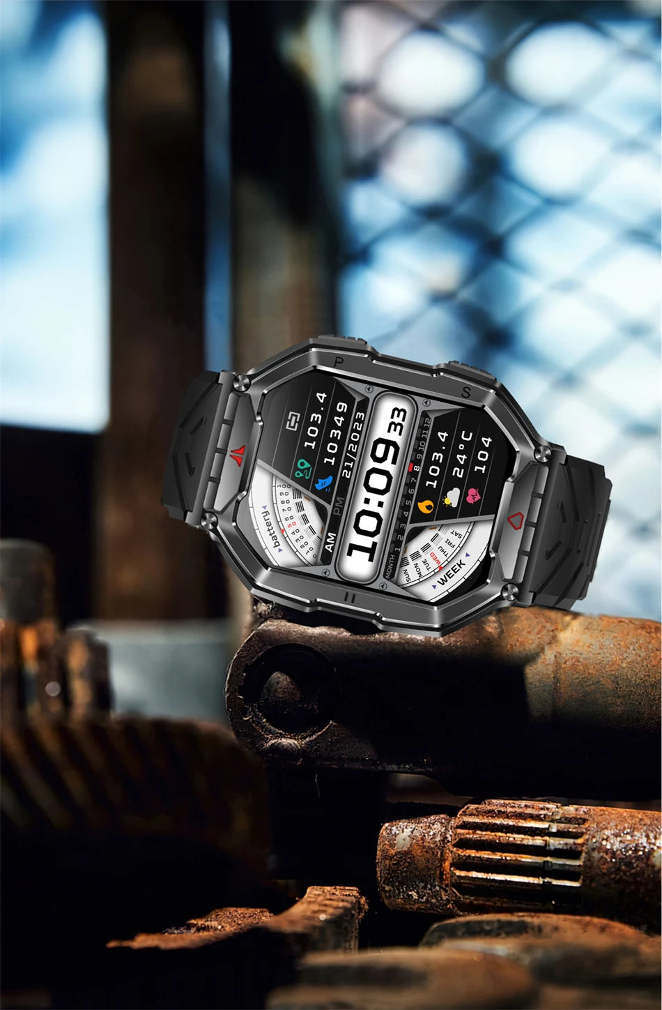 2024 Outdoor-Sport-Smartwatch, GPS-Tracking, 650 mAh Akku, 1 ATM, wasserdicht, Kompass, Bluetooth-Anrufuhr für Herren_voghion.com