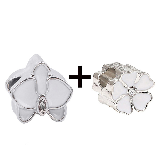 New Design White Heart Charm Beads Pendant Fit European Style Brand Bracelets Necklaces For Women Jewelry Making