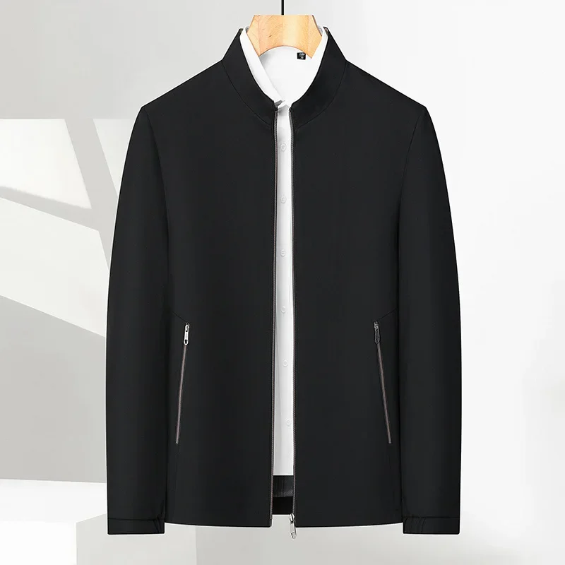 

Men's standing collar short solid color jacket for young and middle-aged business casual minimalist short jacket for fathers
