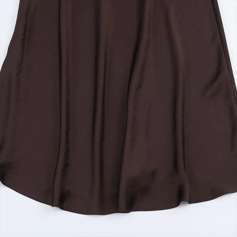 Women's Solid Vacation Style Satin Backless Sexy Midi Dress Summer Female Elegant Party Long Dress Ladies Sleeveless Dress