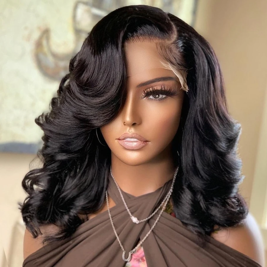

Body Wave Short Bob Wigs Brazilian HD Transparent Lace Frontal Wig Lace Front Human Hair Water Wavy Lace Closure Wigs for Women