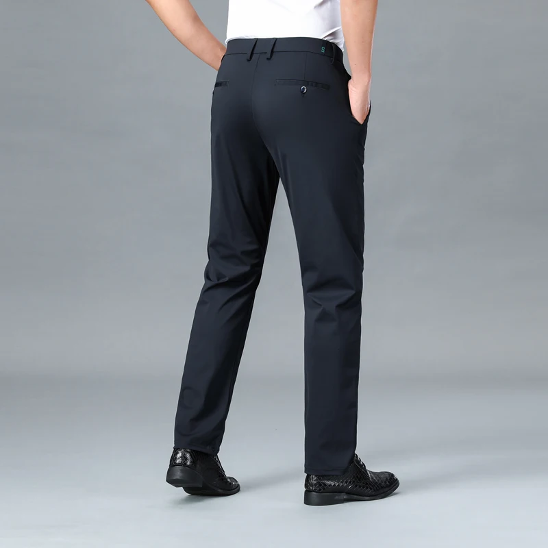 fashion Business Casual Pants Men's Summer Thin High-End All-Match Suit Pants Stretch Silky Breathable Formal Suit Trousers all match anti sensitive buckles belt ladies simple casual belts fashion dress pants thin version accessories fco027