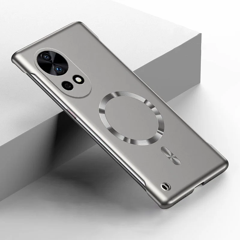 Sleek Magnetic Wireless Charging Metal Frame Hard Case