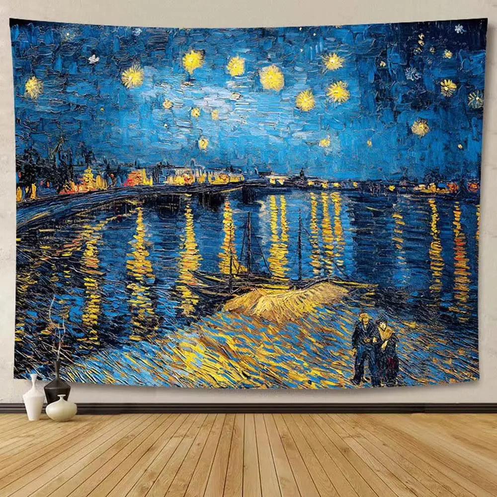 Van Gogh Art Tapestry Abstract Hippie Tapestry Vintage Aesthetics Wall Hanging Tapestries Art Living Room Bedroom Dorm tapestry decor