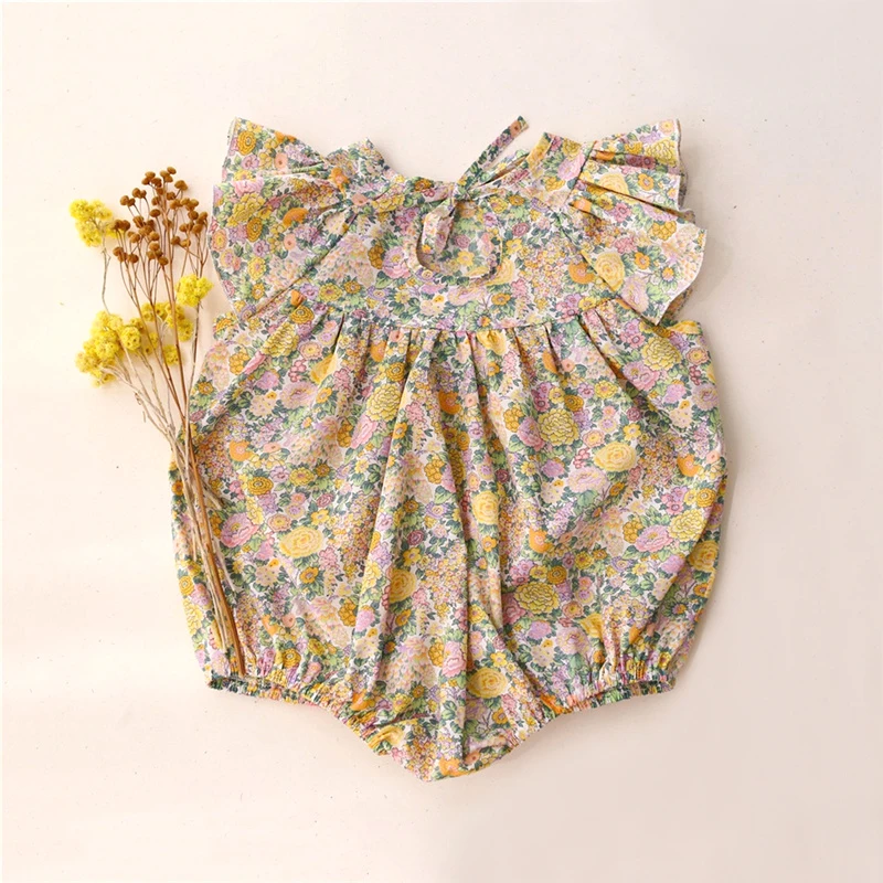 Summer Romper Cotton Baby Girl  Rompers Sleeveless Floral Rompers Jumpsuits One-piece  Newborn Baby Girl Clothes coloured baby bodysuits