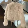 Autumn Faux Fur Crop Coat Women Y2K Fashion Streetwear O Neck Fluffy Short Fur Jacket Korean Elegant Lace Up Faux Fox Fur Parkas 6