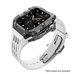 Premium Transparent Case with Stainless Steel Buckle Band for Smartwatch DIY Modification (WSB)