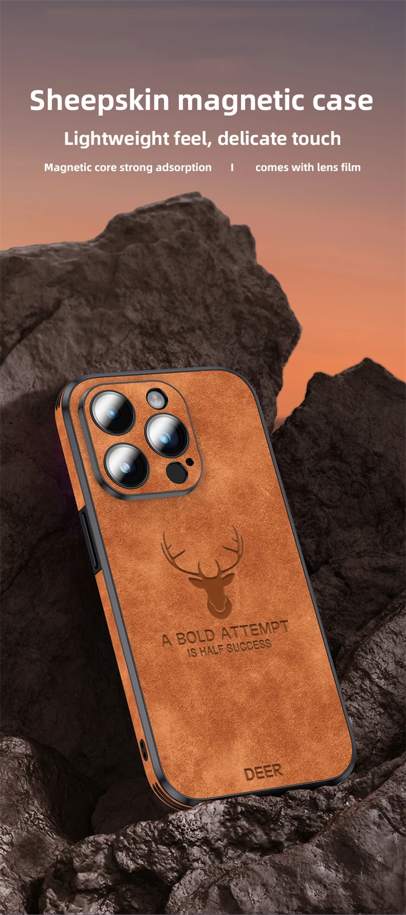 New Deer Leather For Magsafe iPhone Case