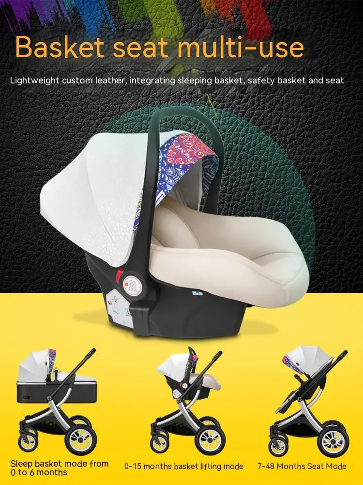 Baby stroller 3in1 with car seat High Landscape Stroller caetoon Baby Carriage Foldable Stroller Bassinet Puchair Newborn