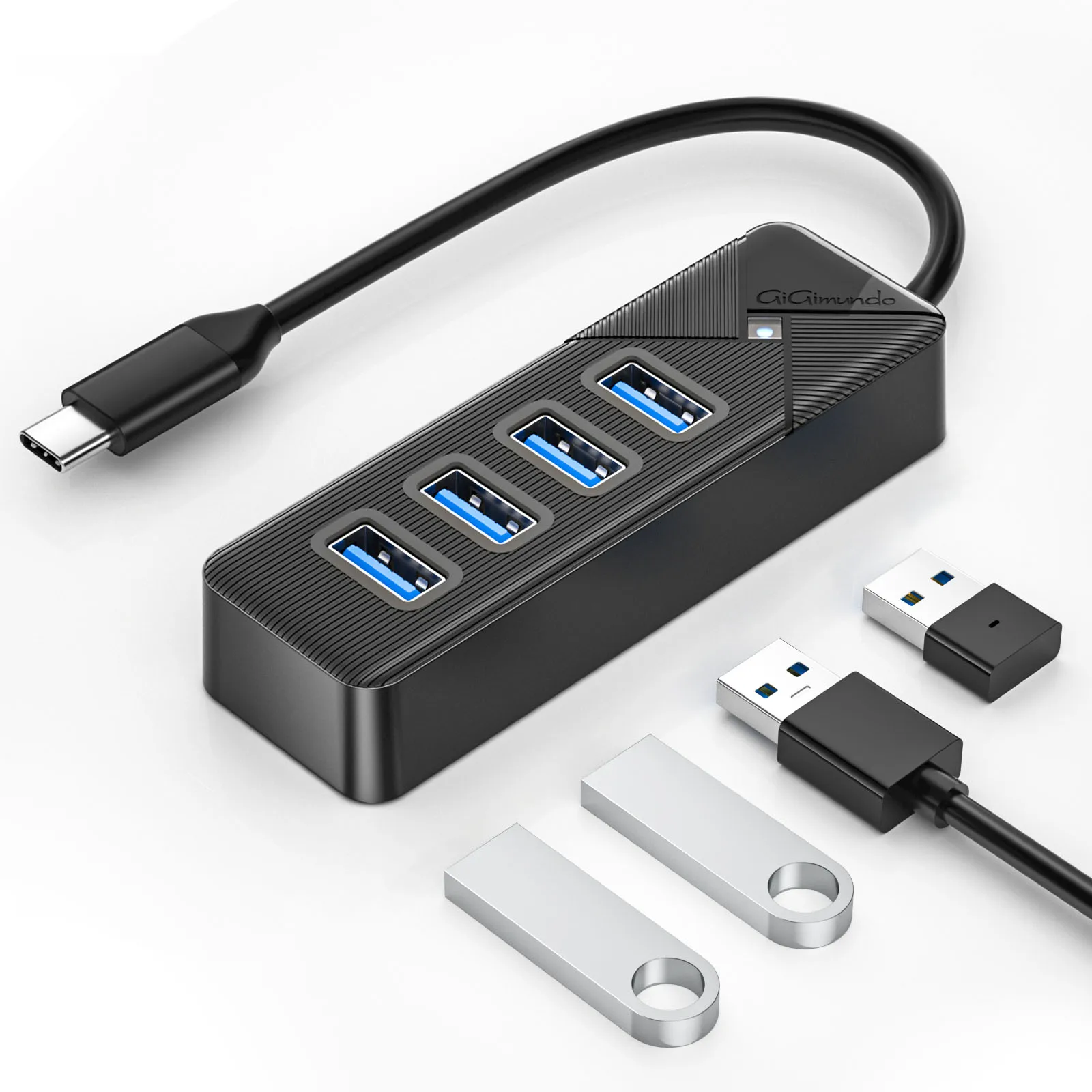 موزع USB 3.0 عالي السرعة مع 4 منافذ USB-A ومنفذ Type C، محول USB متعدد المنافذ بسرعة 5 جيجابت في الثانية لأجهزة الكمبيوتر واللابتوب