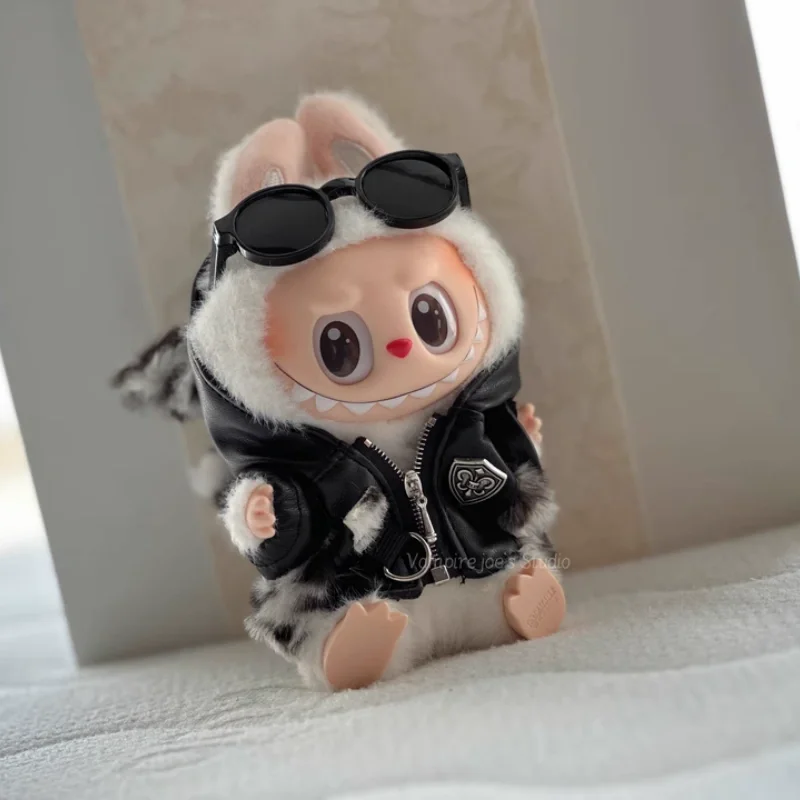 15/17cm Labubu Leather Jacket 10cm Labubu Clothes Punk Style