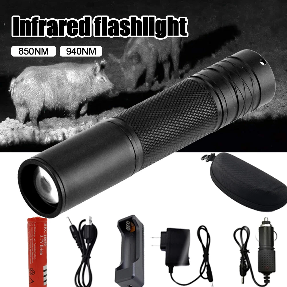 D2 850nm/940nm Infrared Flashlight Adjustable Focus Zoomable Ir Hunting