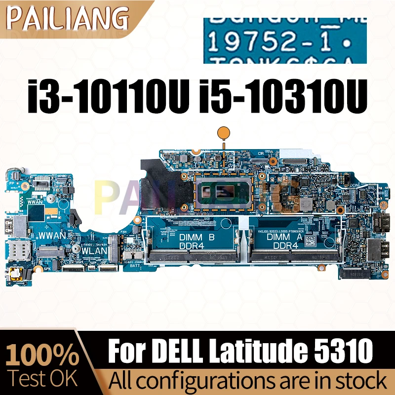 

Материнская плата для ноутбука DELL Latitude 5310 19752-1 i3-10110U 0GG67P 0V295P 0MJ09G, материнская плата для ноутбука, полный тест