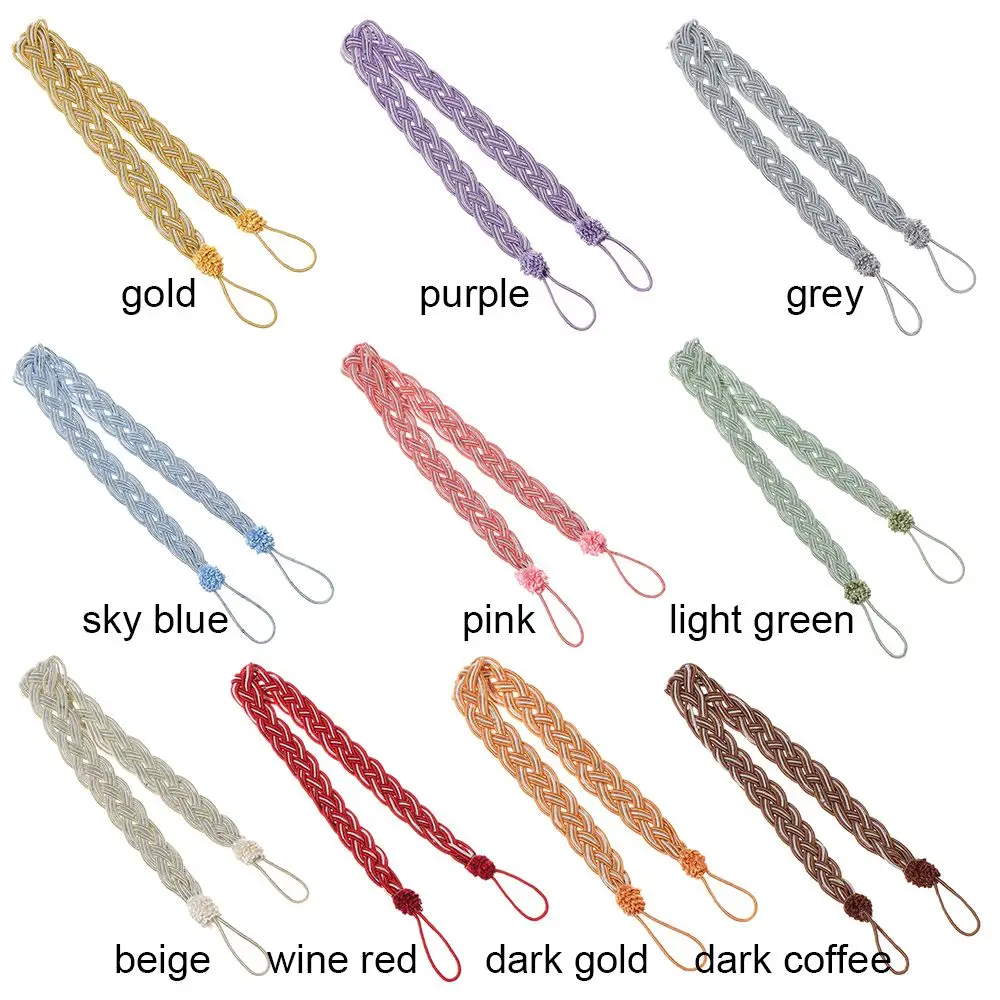 2PCS Simple Style Curtain Holder Rope Braided Satin Rope Curtain Tie Backs Tiebacks Holdbacks Strap Accessories curtain accessories,curtain tiebacks,curtain holder