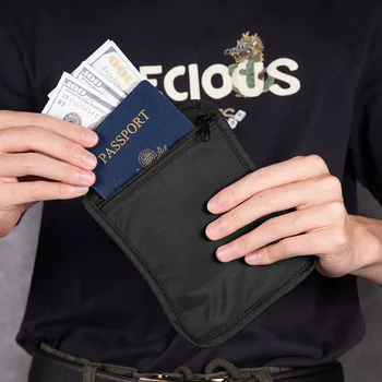 Portafoglio da Viaggio per Passaporto con Blocco RFID, Custodia Impermeabile per Carte e Passaporto con Gancio di Bloccaggio