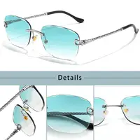 HBK Vintage lunettes de soleil sans cadre hommes luxe vague coupe métal lunettes de soleil pour femmes voyage Shopping nuances lunettes UV400 6