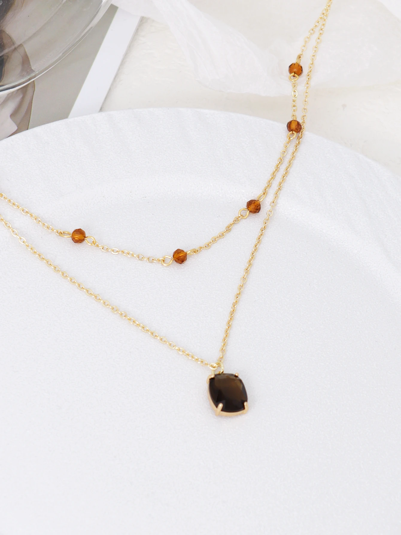 Retro square necklace daily party accessories for women