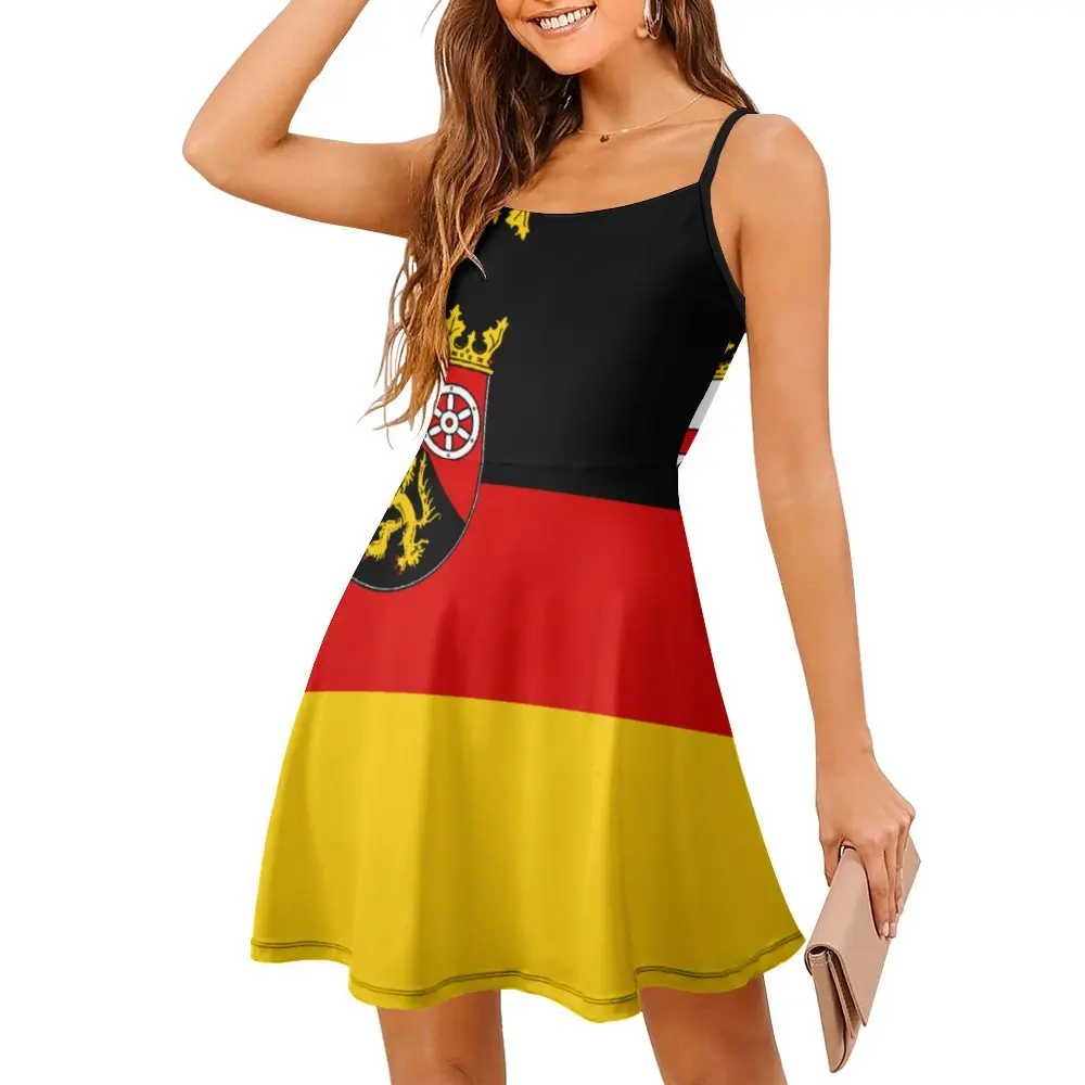 

Flag of Rhineland Palatinate Women's Sling Dress Funny Exotic Woman's Gown Casual Clubs Dresses
