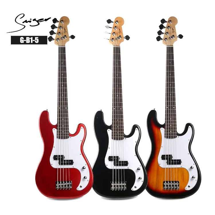 

5 String Chrome Hardware Electric Bass Guitar For Beginner G-B1-5
