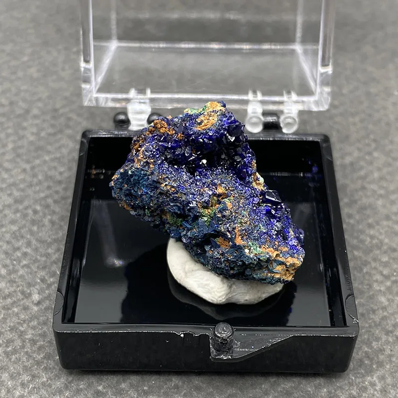 100% natural azurite and malachite symbiotic raw stone mineral specimen healing crystal gem collection +Box size：35*35*35mm
