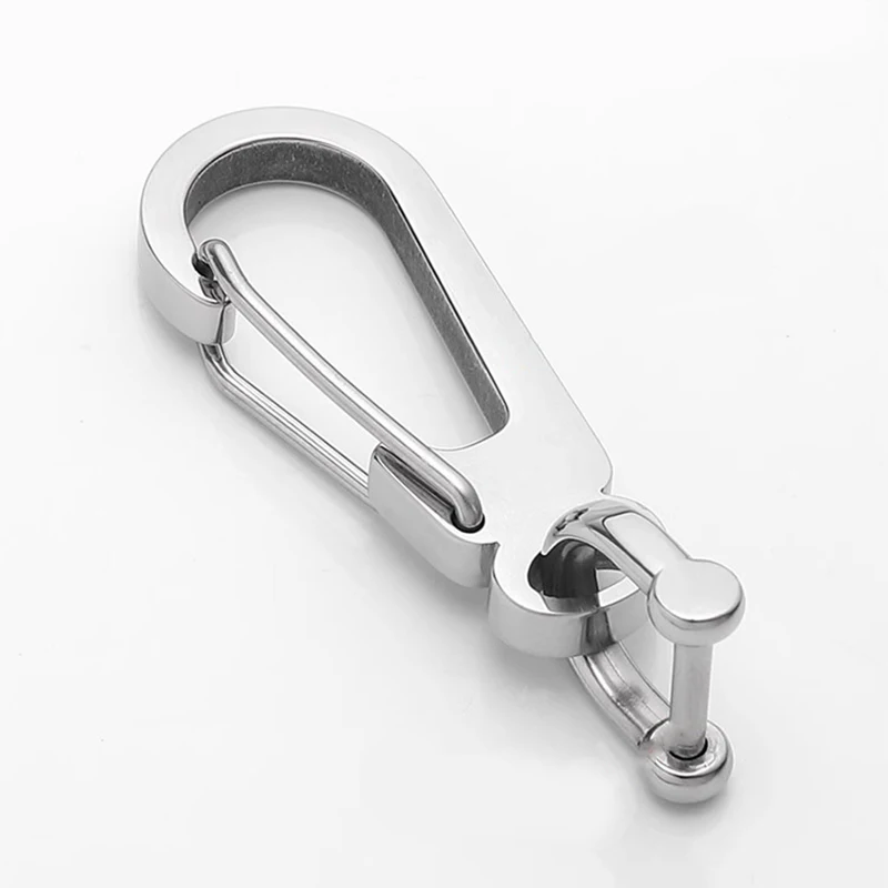 Polished Stainless Steel D-Ring Horseshoe Carabiner Keychain for Durable Key Organization
