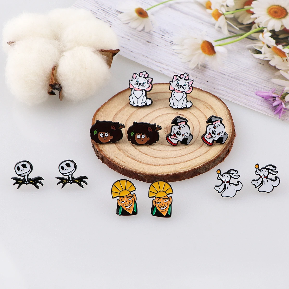 Cartoon Cute Enamel Earings for Women Girls Stud Earring Novel Fashion Jewelry Accessories Stainless steel Gift for Fans kid 12 pairs set cute multicolor stripe stud earrings set for women girls jewelry fashion round acrylic small earring brincos gift