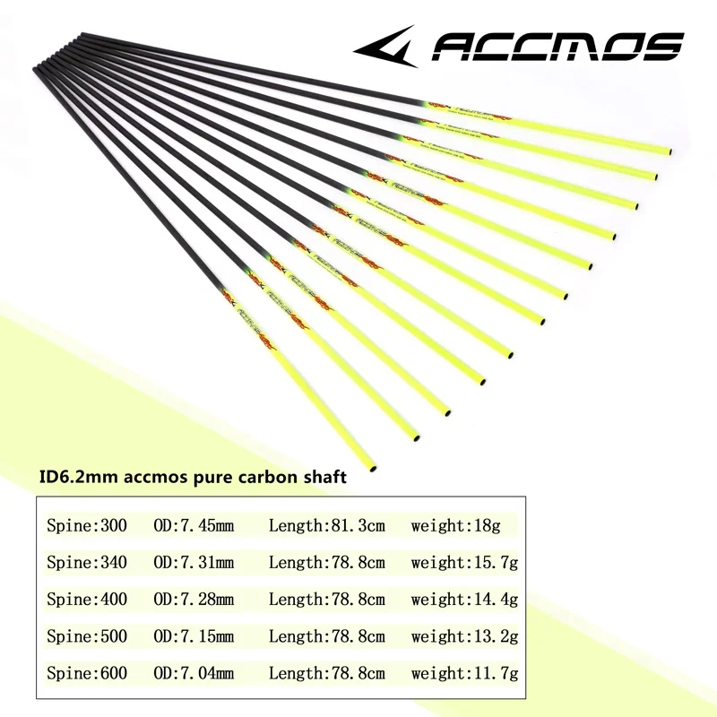 Tubes De Flèches Carbone Pur 30,5" - ID 4,2mm - Spine 400 à 1100 - Lot De 6 Ou 12 Pièces