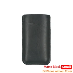 Universal PU Leather Phone Bag Pocket Wallet Pouch Case - iPhone 16 Pro (Matte Black Small)
