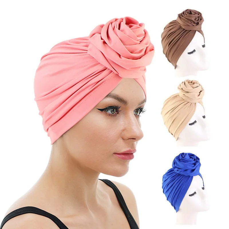 New Women Big Flower Turban Hat Muslim Hijab Caps Ladies Chemo Cap African Head Wrap Bonnet Party Headpiece Turbante Mujer new women flower turban hat ready to wear muslim headwrap hijab india cap bonnet instant inner hijabs arab head wraps turbante