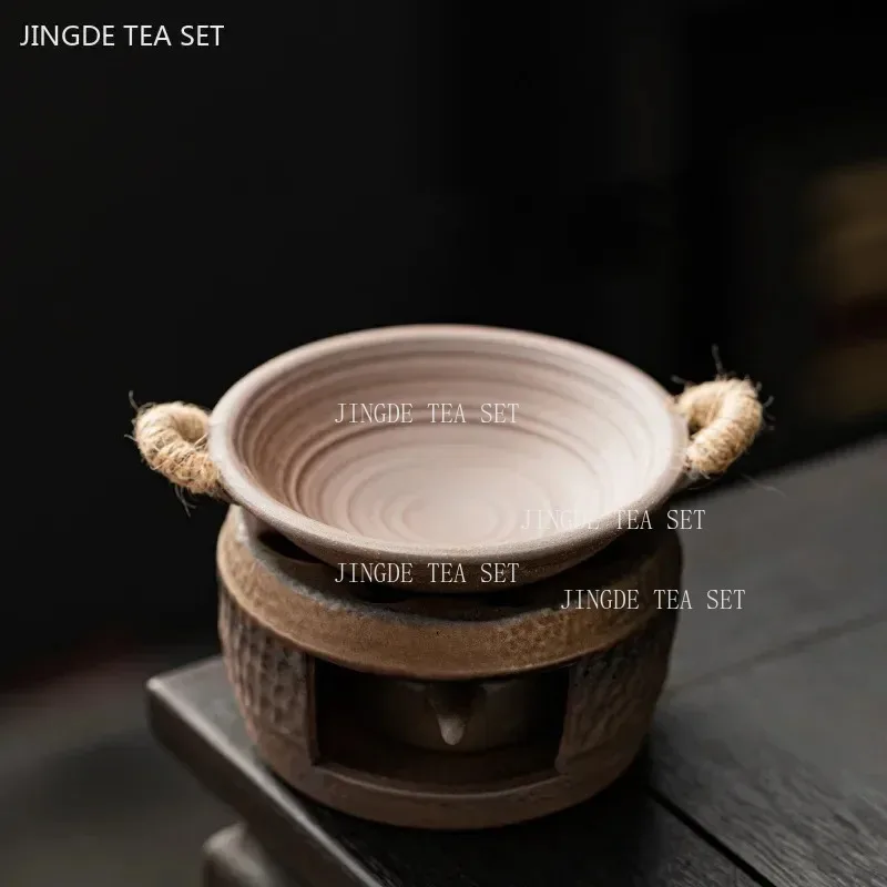 Retro Tea Oven Tea Pot Warmer Ceramic Baking Tray Household Tea Oven Chinese Teaware Accessories Teapot with Candle Warmer