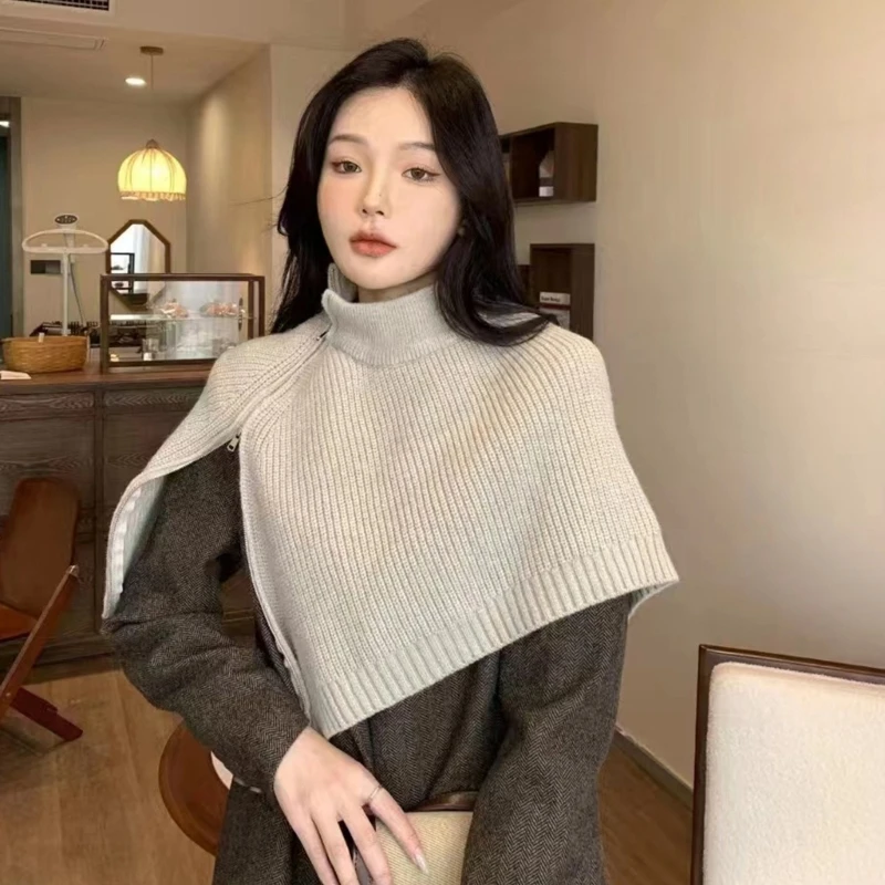 

New Elegant Knit Shawl for Women Winter Casual Daily Costume Slit Shawl Wraps