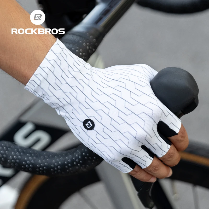 ROCKBROS Cycling Gloves Sunscreen Breathable MTB Road Bike Gloves Shock Absorption Non-slip Gloves Outdoor Thickened Palm Pad 6