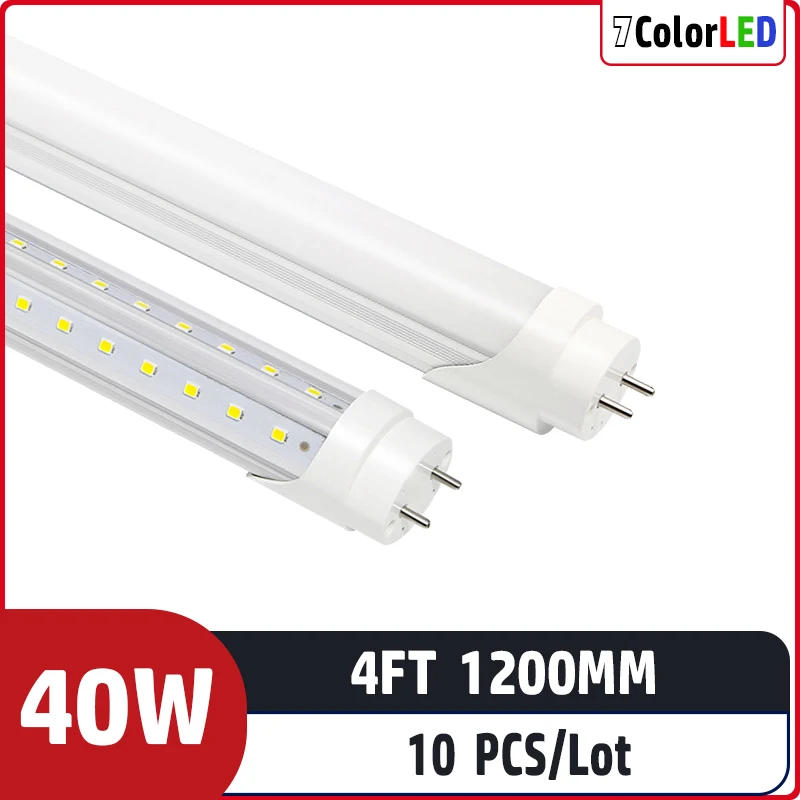 

10pcs/lot 4ft 120cm 40w AC85-265V Led Fluorescent lamp T8 v-shape led tube For Home Store Factory Indoor Kitchen Cabinet Light