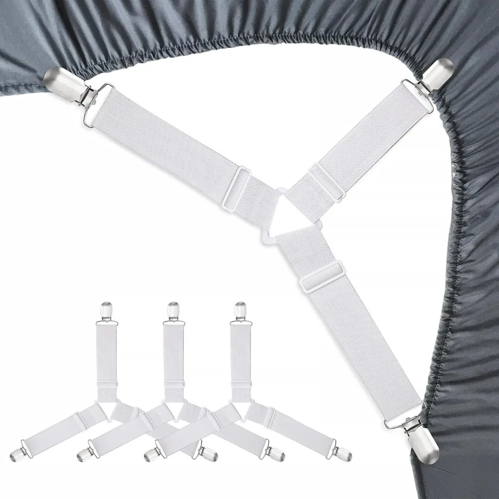 Sheet Straps Sheet Holders Sheet Buckles-Elastic Adjustable Sheet Holders for Wrinkled Sheets