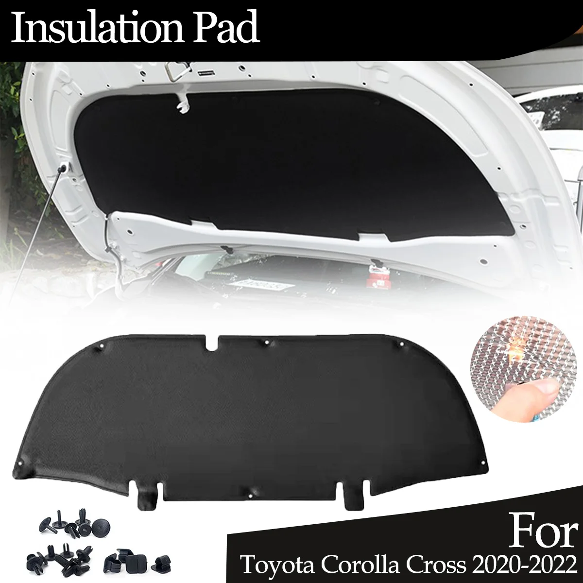 Front Engine Hood Insulation Pad Sound Heat Cotton Soundproof Mat Cover