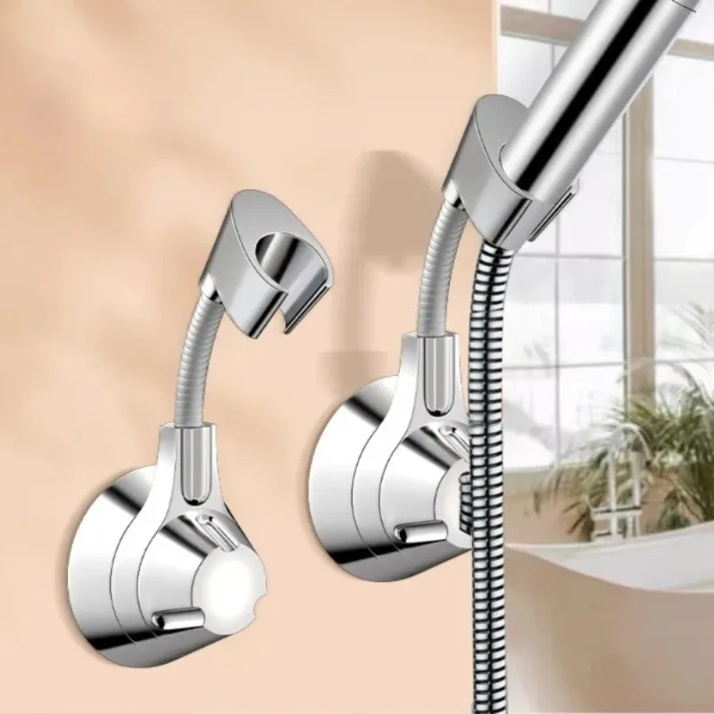 No Drill Shower Head Holder Adjustable Universal Showerhead Bracket with Adhesive Sticker Bathroom Wall Mount Accessory showerhead holder