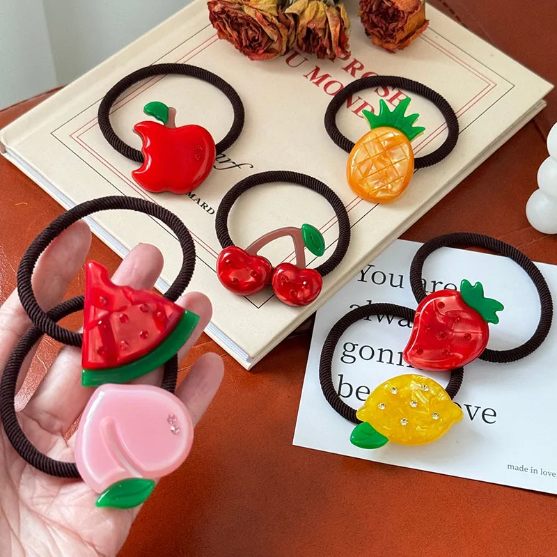 

Korean Delicate Fruit Series Acetic Acid Hair Tie Simple High Ponytail Elastic Scrunchies For Woman Girls Hair Accessories