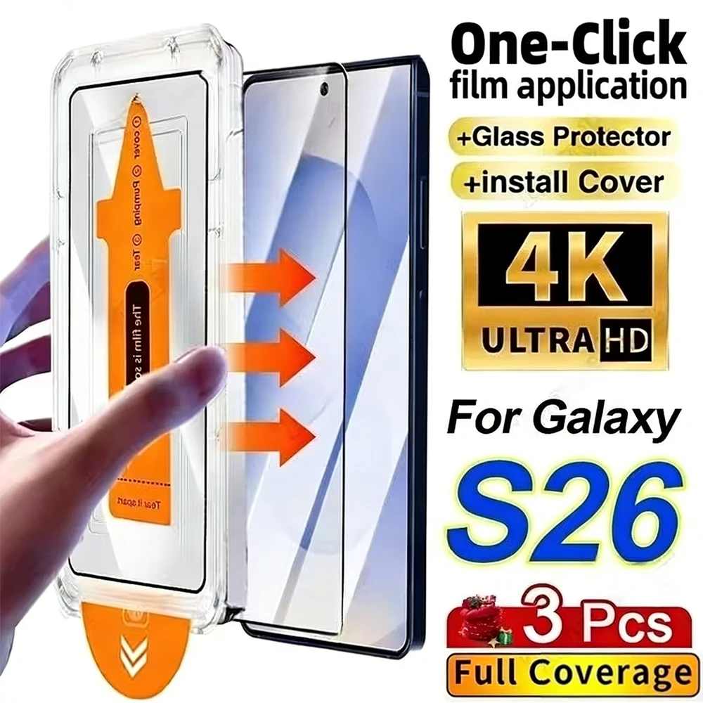 3Pcs Screen Protector For Samsung S26 Ultra S26 S25 Ultra S25 Edge S24 S23 S22 A56 A55 A36 A35 A26 A25 A07 A17 Tempered Glass 1