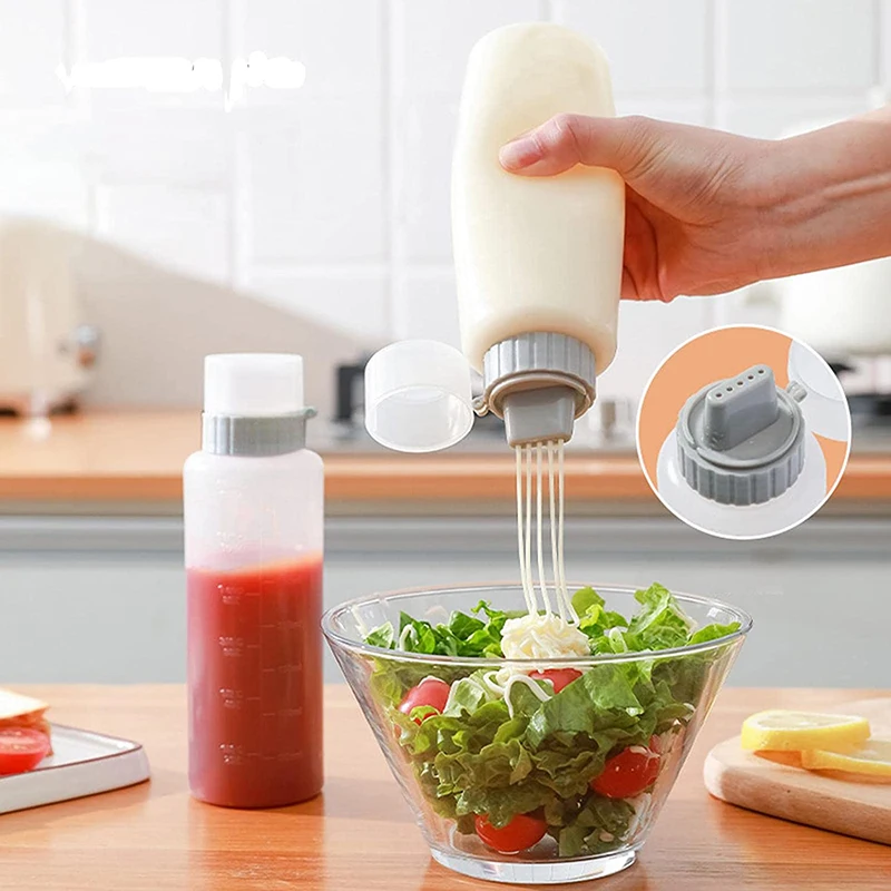 350ml 5 Holes Condiment Squeeze Bottle Kitchen Ketchup Mustard Bottle Clear Mayonnaise Honey Dispenser Sauce Storage Container