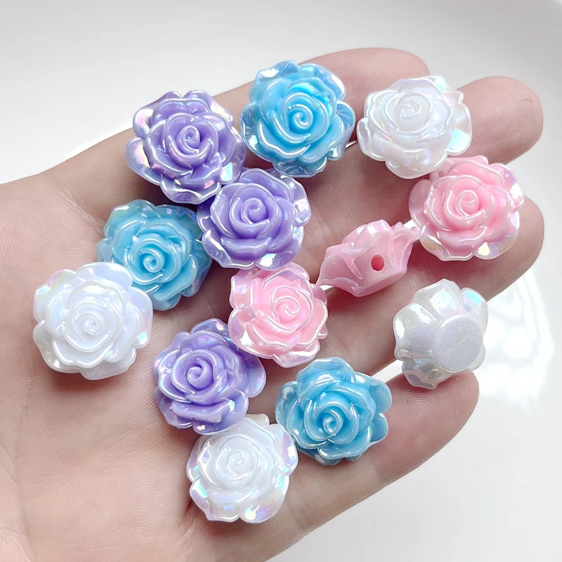 Stone Beads Glass Beads Plastic Beads Acrylic Craft Beads Acrylic Beads Resin Beads Abs Beads Imitation Pearl Beads Letter Beads Rice Beads Metallic Beads Metal Beads Wood Beads 10pcs Colorful UV Plated Brilliant Rose String Beads Wedding Decoration Flowers DIY Jewelry Decoration Accessories Party