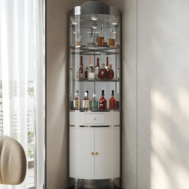 

LBX Corner Glass Wine Cabinet Home Living Room Modern Minimalist Triangle Light Luxury Liquor Display