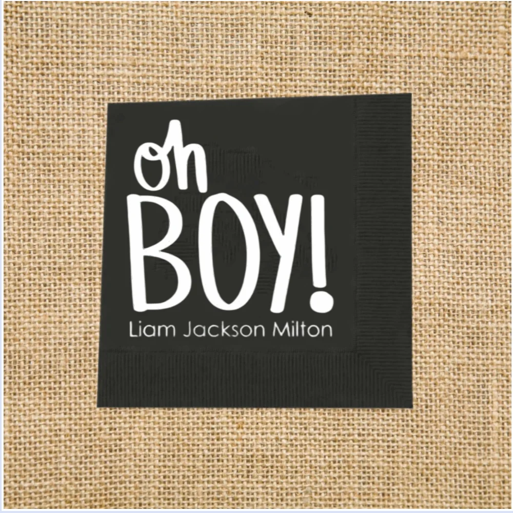 

Oh Boy Baby Shower Napkins, Personalized Ideas, Baby Shower Decorations, Custom Beverage Napkins, Party Supplies, 50Pcs
