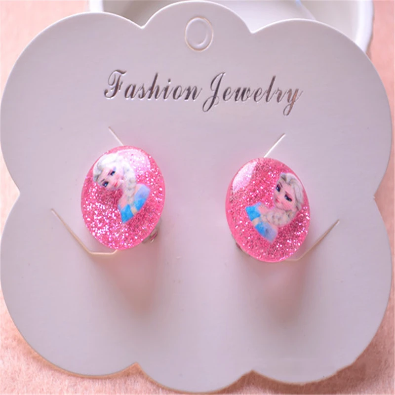 2pcs Disney cartoon Frozen children clip earring no ear hole Elsa Princess girl cosmetic toy accessories stud earring kid gift