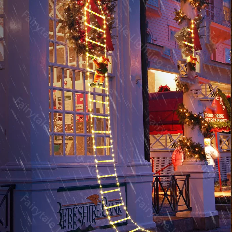 3M Santa Claus Climbing Ladder Light USB Plug 8 Flashing Modes Christmas Decoration for Home Xmas Tree Wall Window Decoration