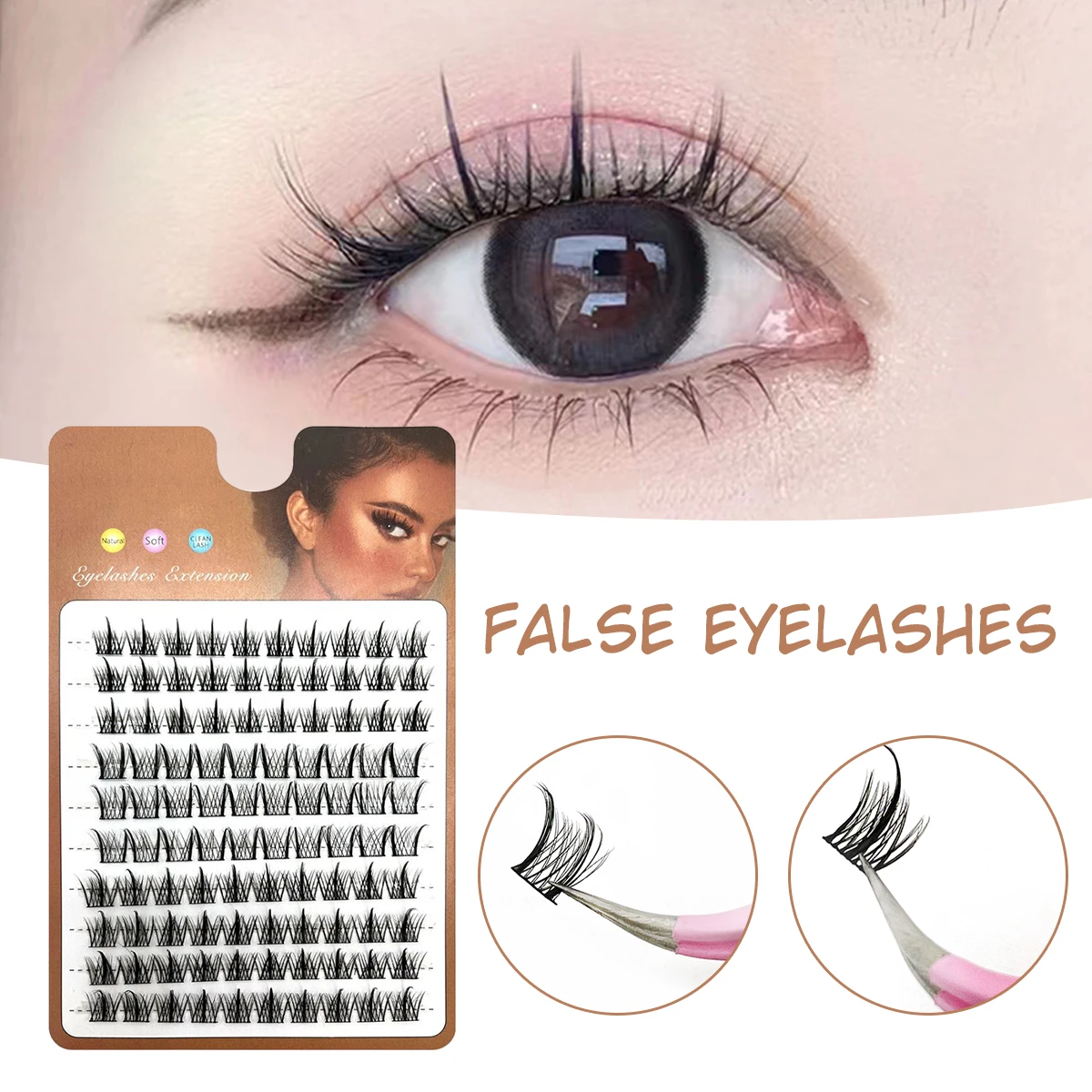 

Natural Single Cluster Fake Eyelashes Set Artificial Extension Eyelashes For Wedding Birthday