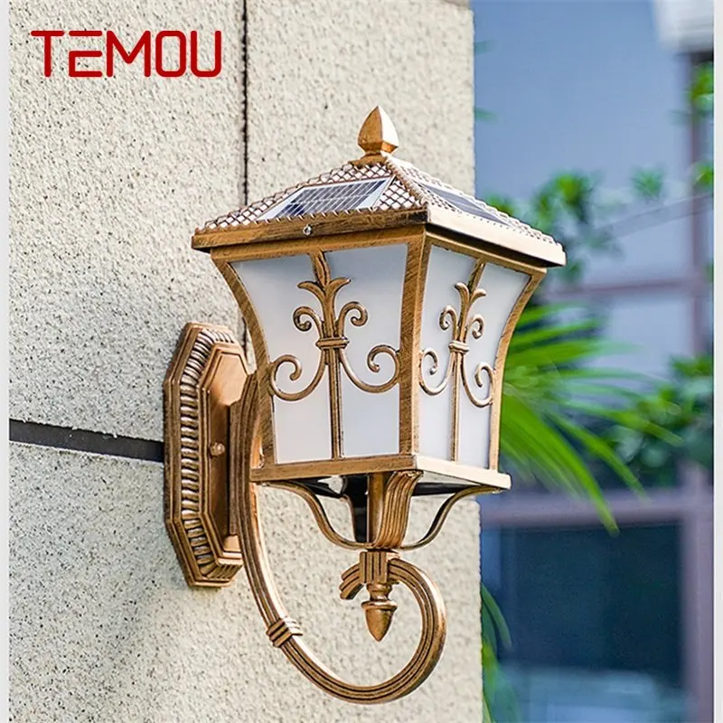 

TEMOU Retro Outdoor Solar Wall Sconces Light LED Waterproof IP65 Classical Lamp for Home Porch