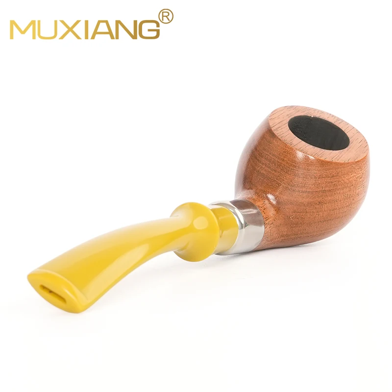 MUXIANG Solid wood tobacco pipe 9mm pipe channel classic prince type colorful mouth father's day gift smoking